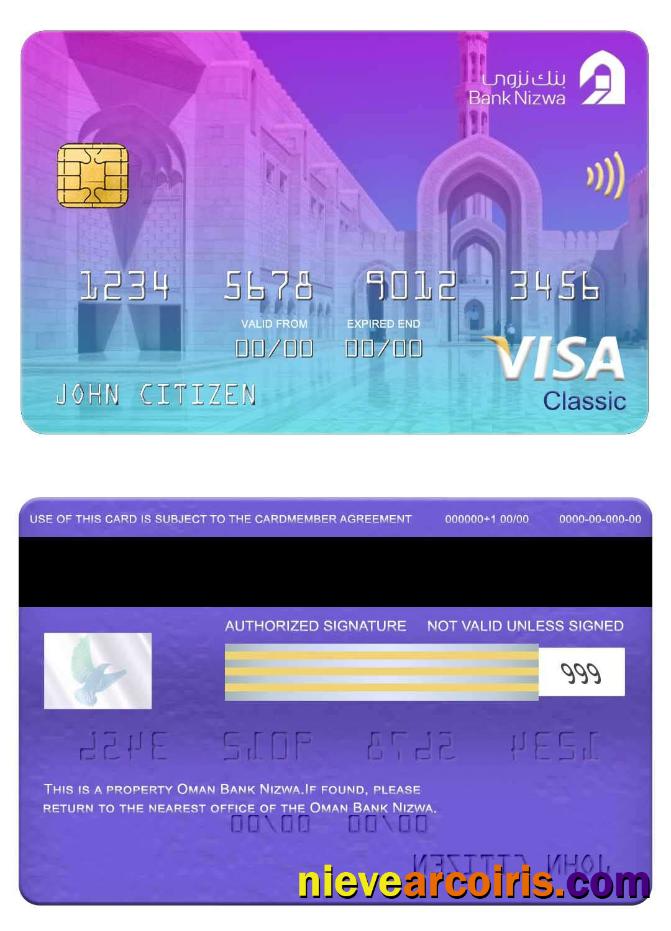 Oman Bank Nizwa visa classic card